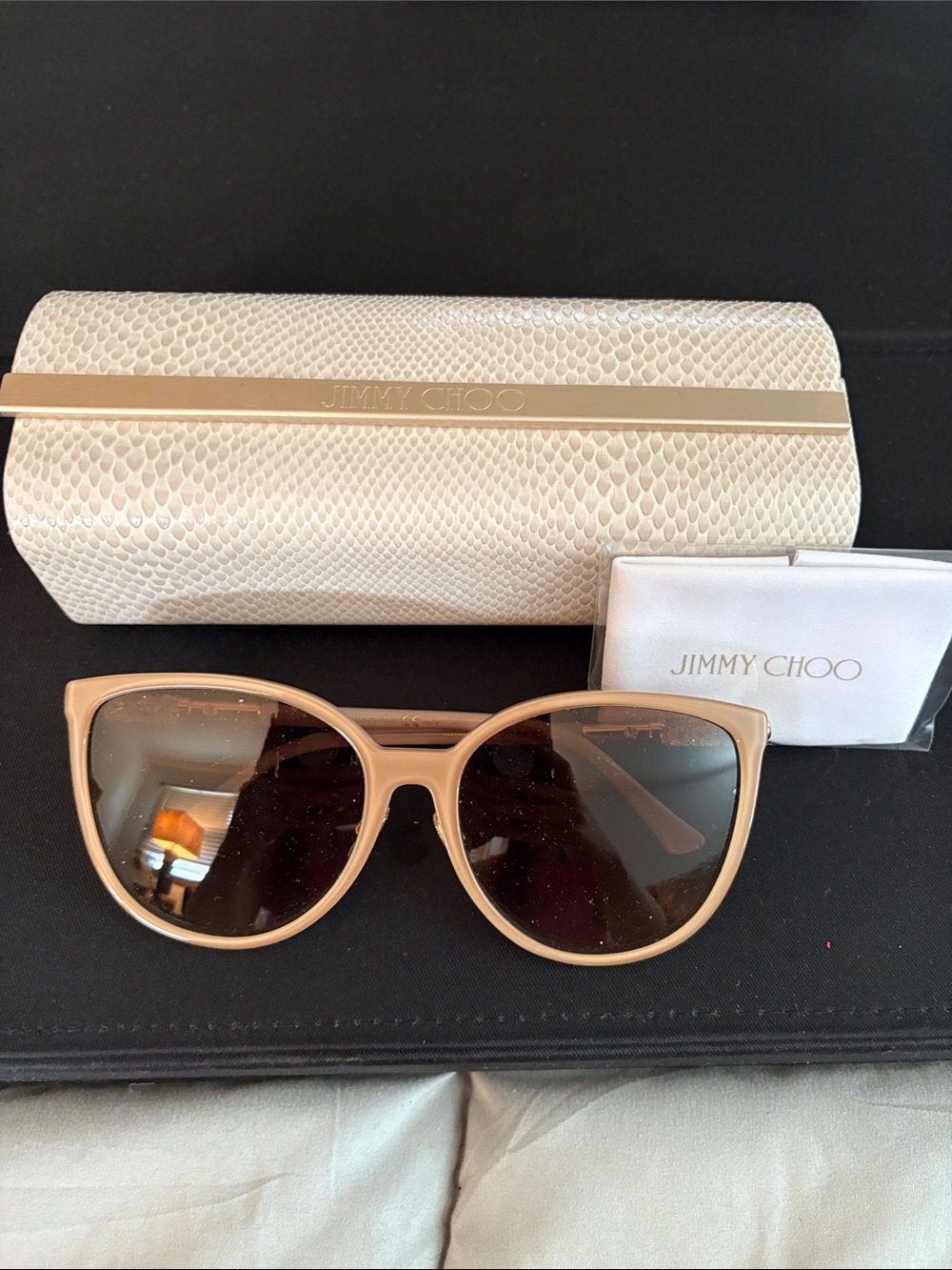 NWOT Jimmy Choo Beige Sunglasses with Brown Gradient Lenses
